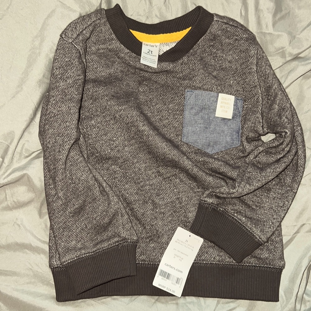 Toddler Grey Carter’s pullover size 2T NWT